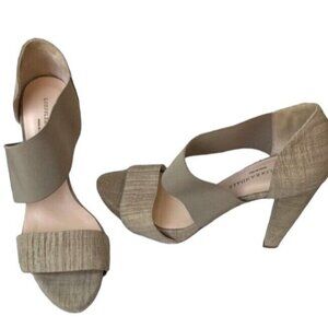 Loeffler Randall Women's 9 Beige Sandal Shoes Heels Summer Elastic Wide Straps‎